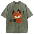 Unisex Cute Fox Washed T-Shirt