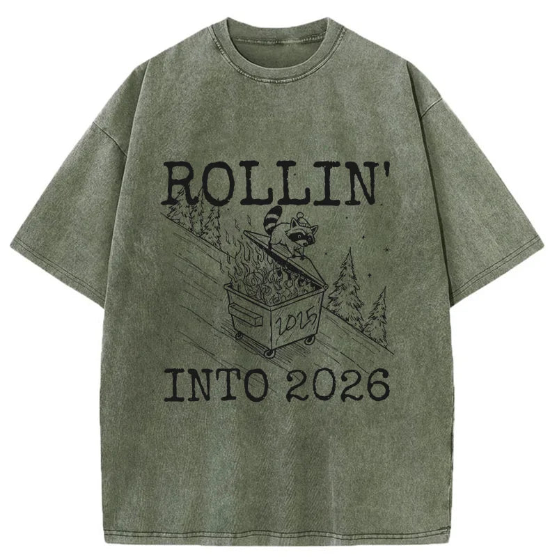 Unisex Rollin' Into 2026 Washed T-Shirt