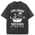 Funny Electric Shock Skeleton Washed T-Shirt