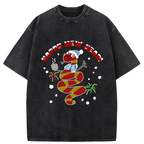 Snake Wearing Scarf And Hat Washed T-Shirt