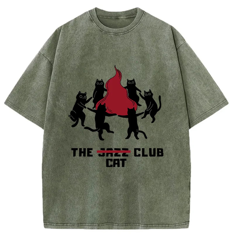 Unisex Cat Party Washed T-Shirt