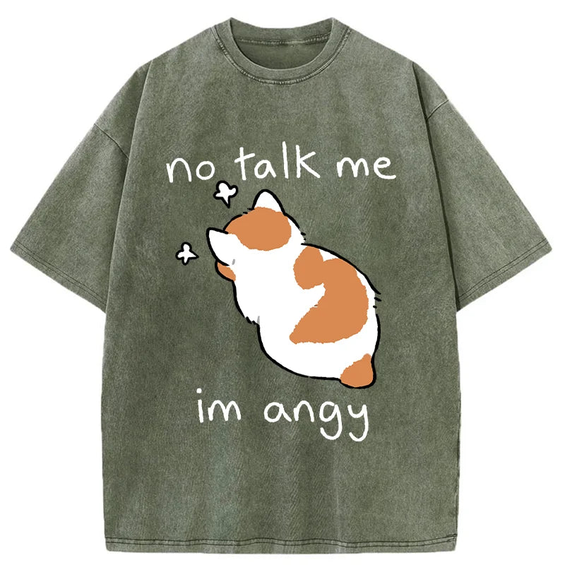 Unisex Cat Refused To Communicate Washed T-Shirt