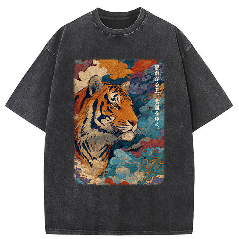 Unisex Tiger Of The Cloud Sea Washed T-Shirt