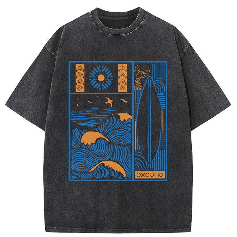 Unisex Minimalist Art Washed T-Shirt