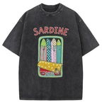 Unisex Colorful Sardines Washed T-Shirt