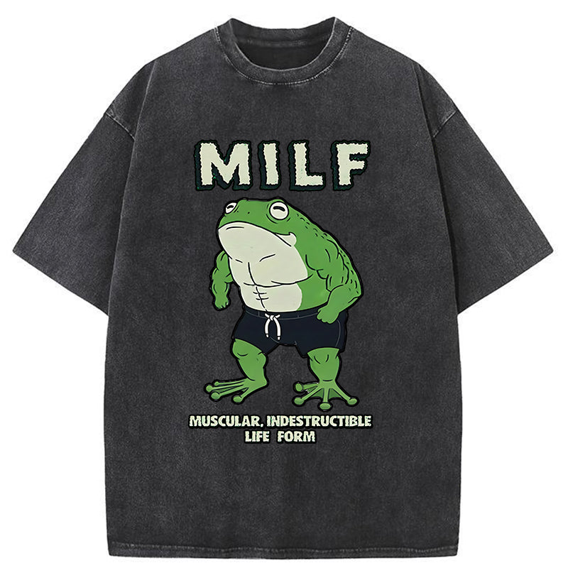 Unisex MILF Frog Washed T-Shirt