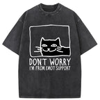 Unisex Emotional Support Cat Washed T-Shirt