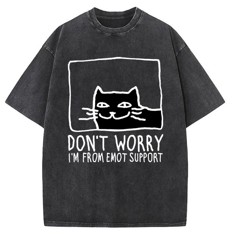 Unisex Emotional Support Cat Washed T-Shirt
