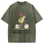 Off to Cause a Kerfuffle Frog Washed T-Shirt