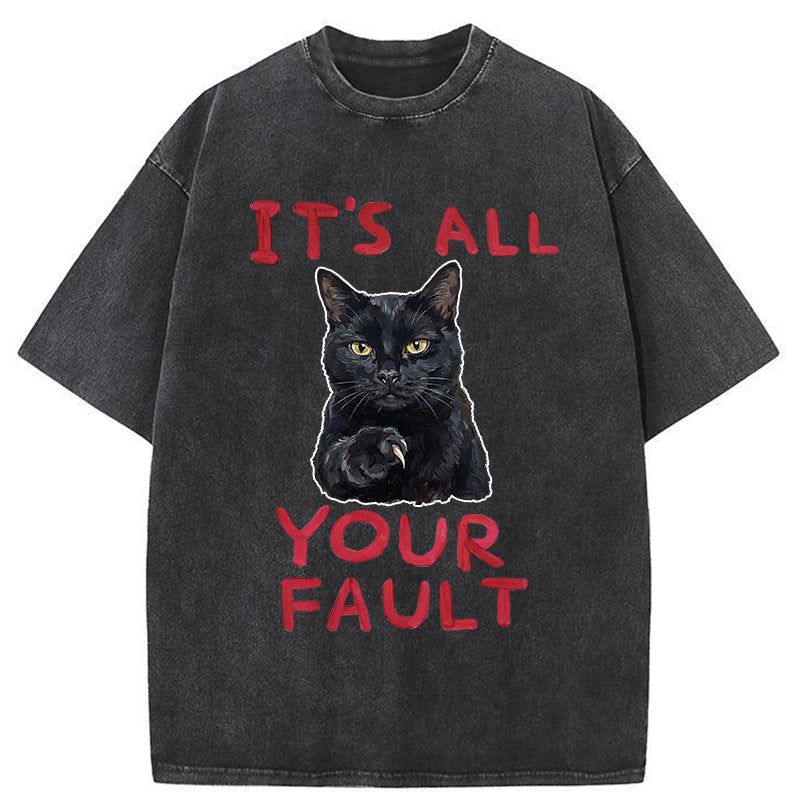 Unisex Cat's Accusation Washed T-Shirt