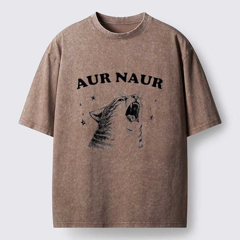 Unisex Aur Naur Cat Washed T-Shirt