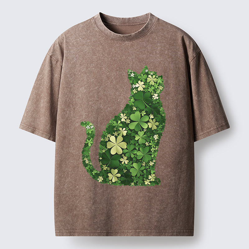 Unisex Clover Cat Washed T-Shirt