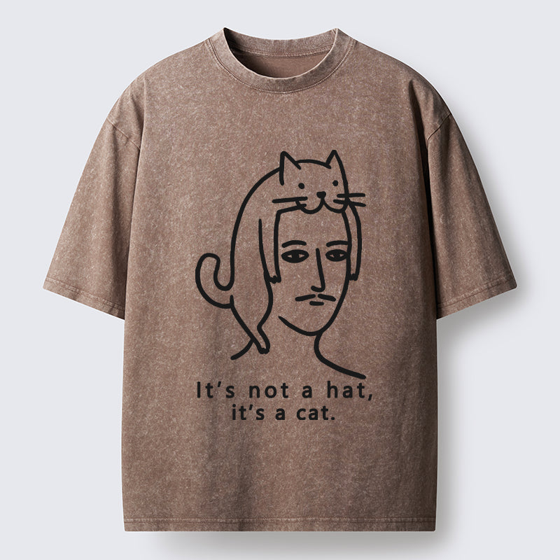 Unisex Not Hat It’s A Cat Washed T-Shirt