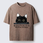 Cats Know Everything Washed T-Shirt