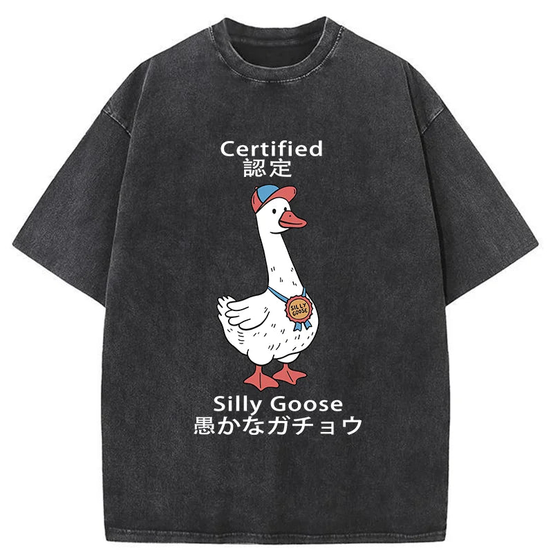 Certified Funny Silly Goose  Washed T-Shirt