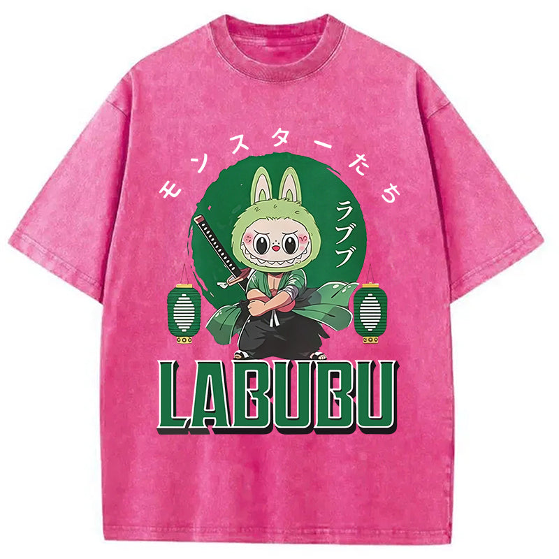 Samurai-Themed Labubu Washed T-Shirt