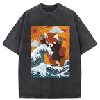 The Great Wave Off Red Panda Washed T-Shirt