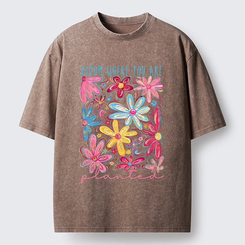 Positive Flower Vibe Washed T-Shirt