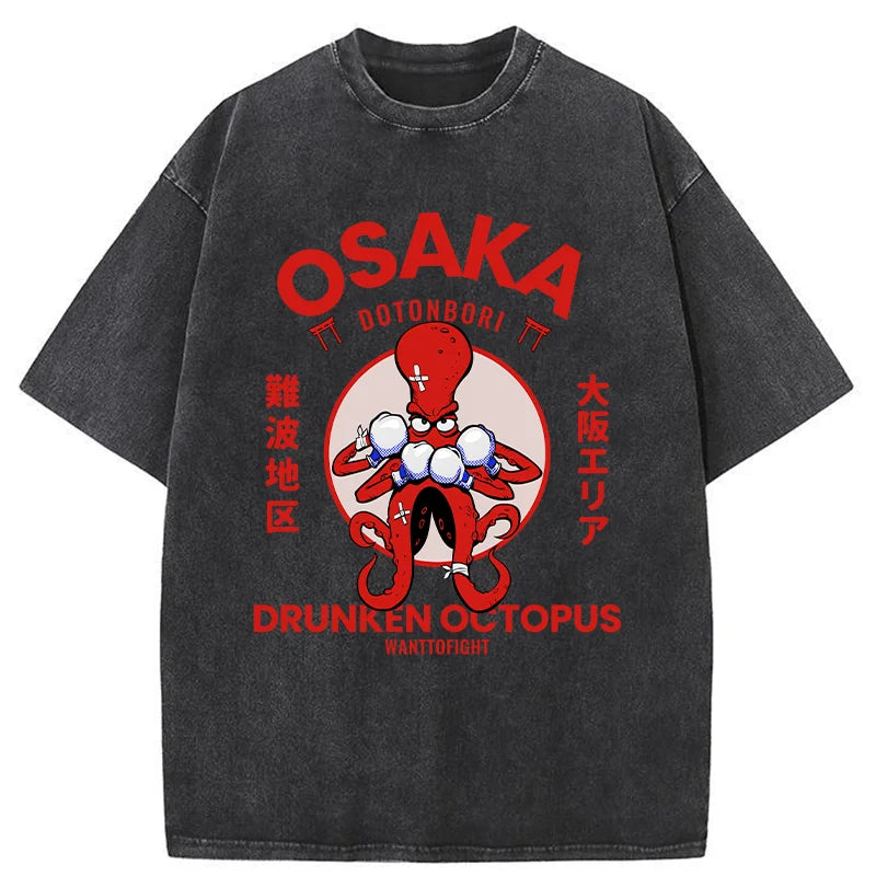 Osaka Octopus Monster Japan Washed T-Shirt