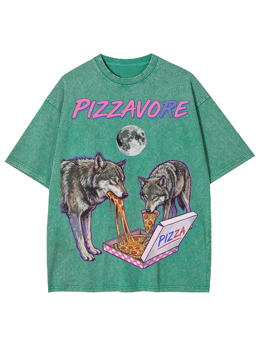 Unisex Pizzavore Printed Washed Tee