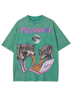 Unisex Pizzavore Printed Washed Tee