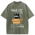 Ninja Cat Japanese Washed T-Shirt