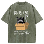 Ninja Cat Japanese Washed T-Shirt