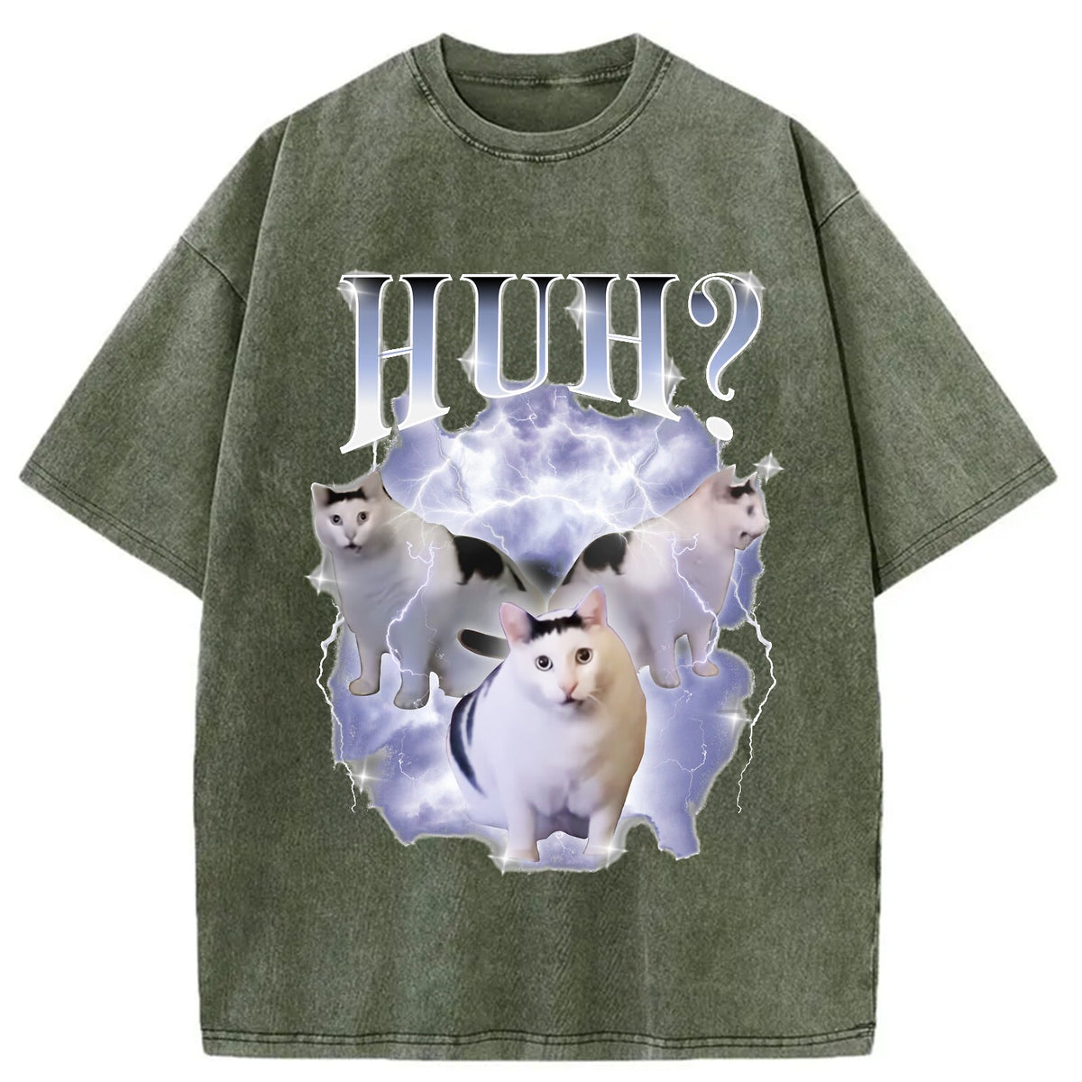 Huh Cat Chonky Ben Meme Washed T-Shirt