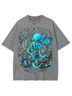 Unisex Nerdcore Kraken Printed Washed Tee