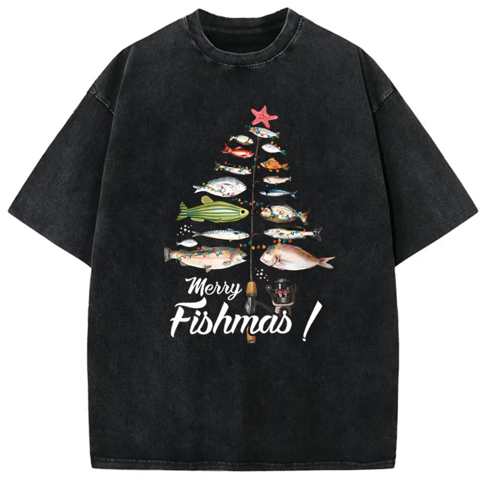 Merry Fishmas Print Unisex T-shirt