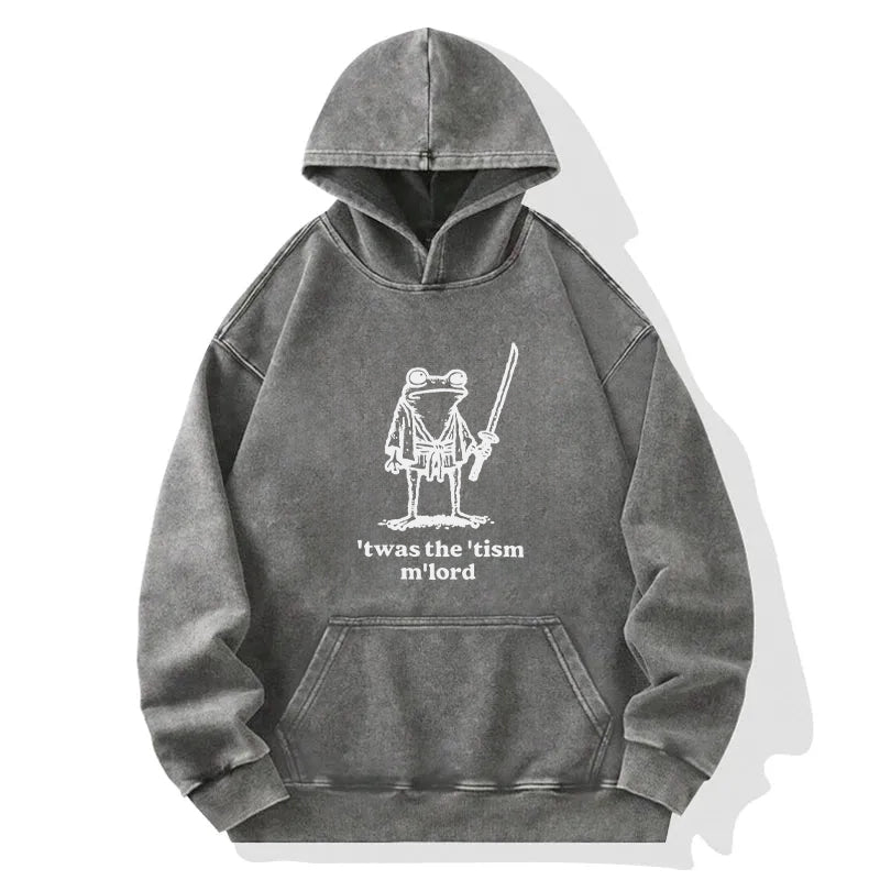 Focused Samurai Frog Washed Hoodie