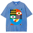 Unisex Bauhaus Art Eye Printed Washed Tee