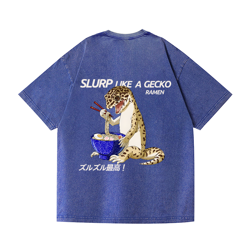 Gecko Vintage Wash Japanese Design Back Art T-Shirt