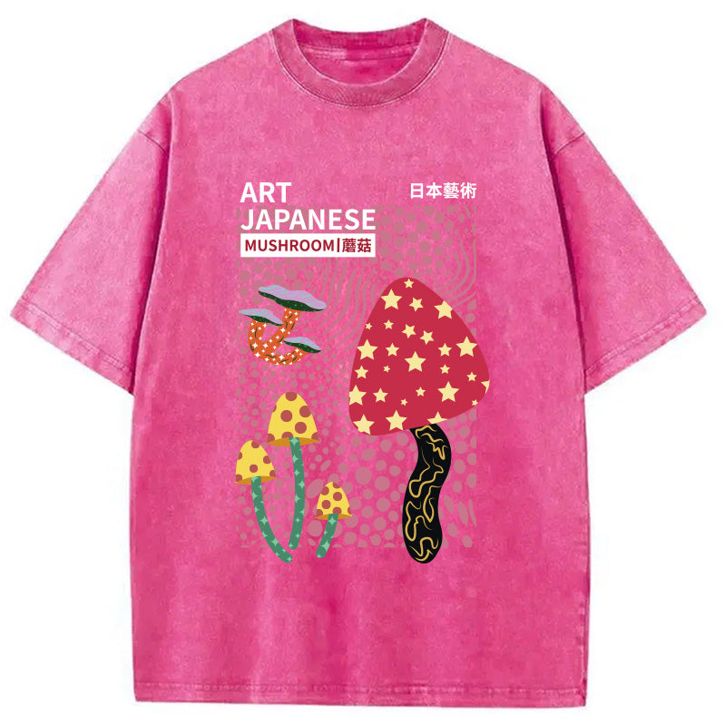 Japanese Art Mushroom Vintage Washed T-Shirt
