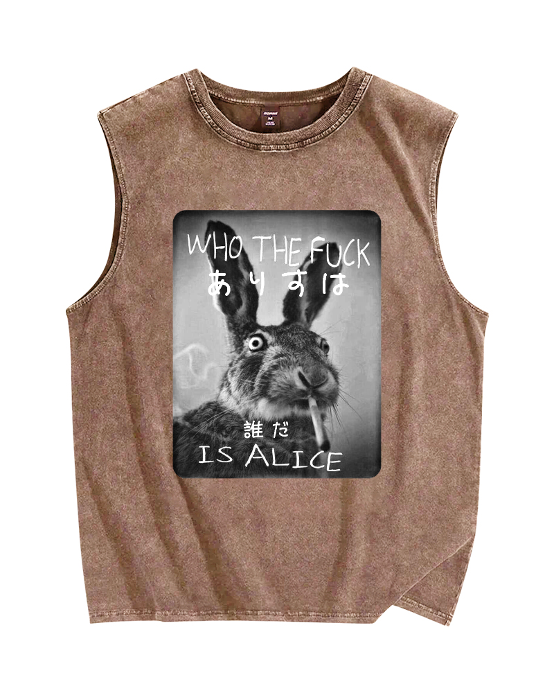 Who Is Alice? Vintage Distressed Washed Tank Top