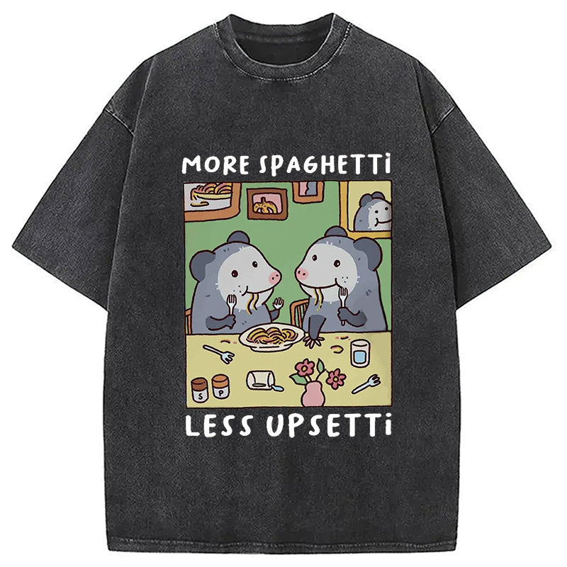 Possums Eating Spaghetti Washed T-Shirt