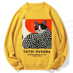 Unisex Yayoi Kusama Cat Printed Sweatshirt