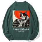 Unisex Yayoi Kusama Cat Printed Sweatshirt