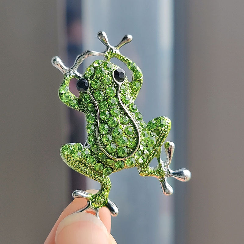 Stylish & Versatile Diamond Frog Pin