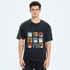 Unisex Pop Art Cat Washed T-Shirt