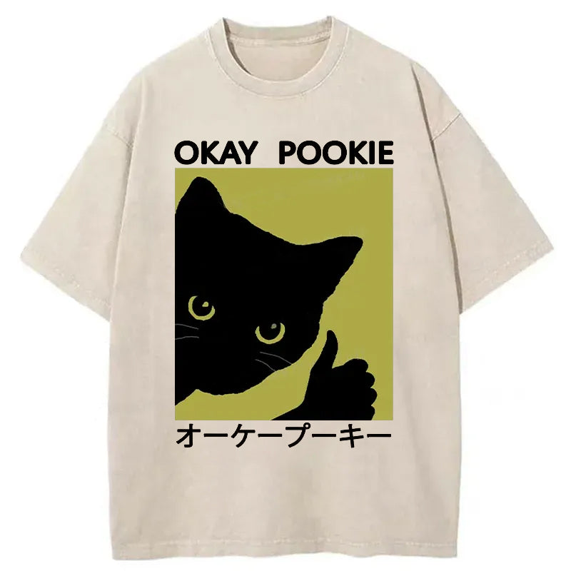 Okay Pookie Cat Washed T-Shirt