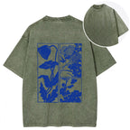 Woodcut Flowers Back Washed T-Shirt