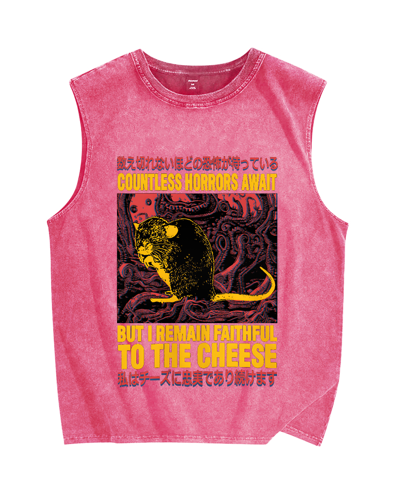 Cheese Mouse Vintage Distressed Washed Tank Top