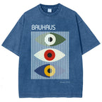 Unisex Bauhaus Art Eye Printed Washed T-shirt
