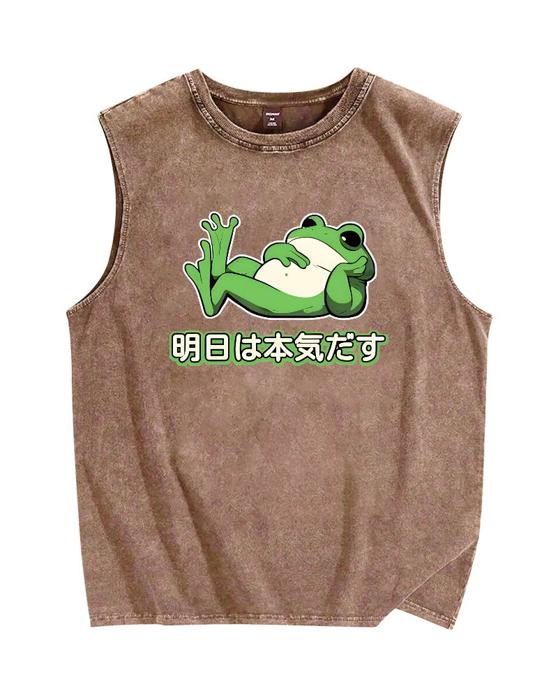 I need to get serious tomorrow Vintage Distressed Washed Tank Top