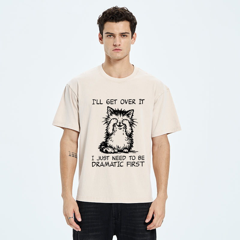Unisex Dramatic First Cat Washed T-Shirt