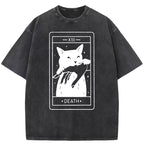 Tarot Card Black Cat Washed T-Shirt