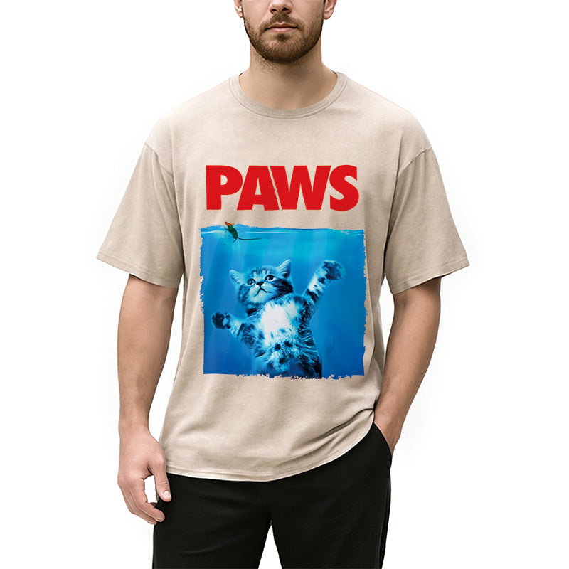 Paws Cat Meme Washed T-Shirt