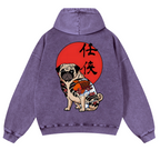 Dog Vintage Washed Cotton Back Art Hoodie