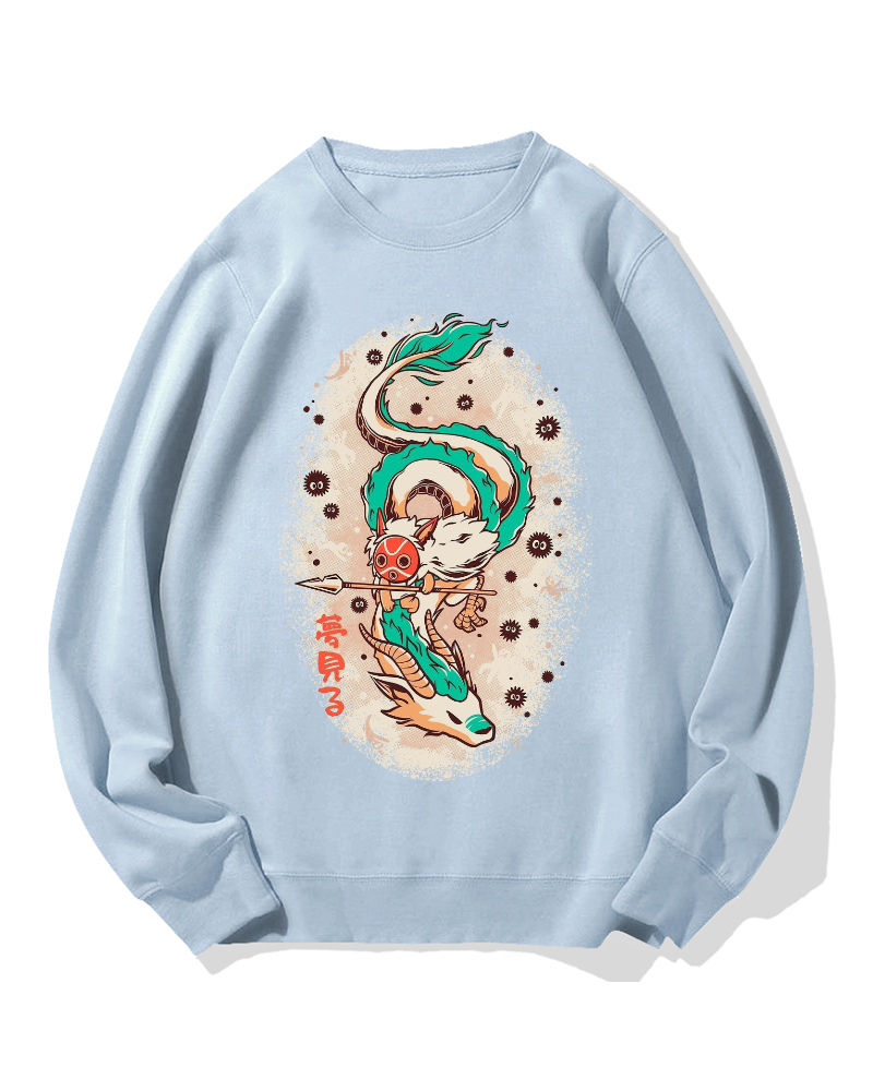Japanese White Dragon Cotton Sweatshirt